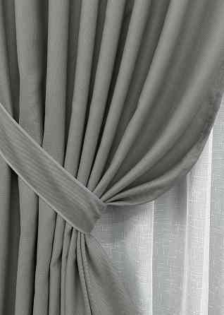 Комплект штор VR-Textil рогожка премиум TERRA LUXE 200х270 2шт и Тюль 500х270 1862ш-115т серый с белым 71-068/6 Киев