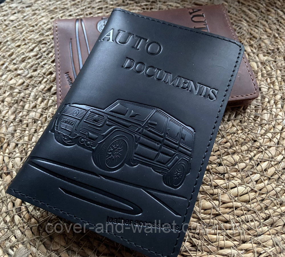 Обкладинка для авто документів з натуральної шкіри чорного кольору ST Leather Київ - фото 1