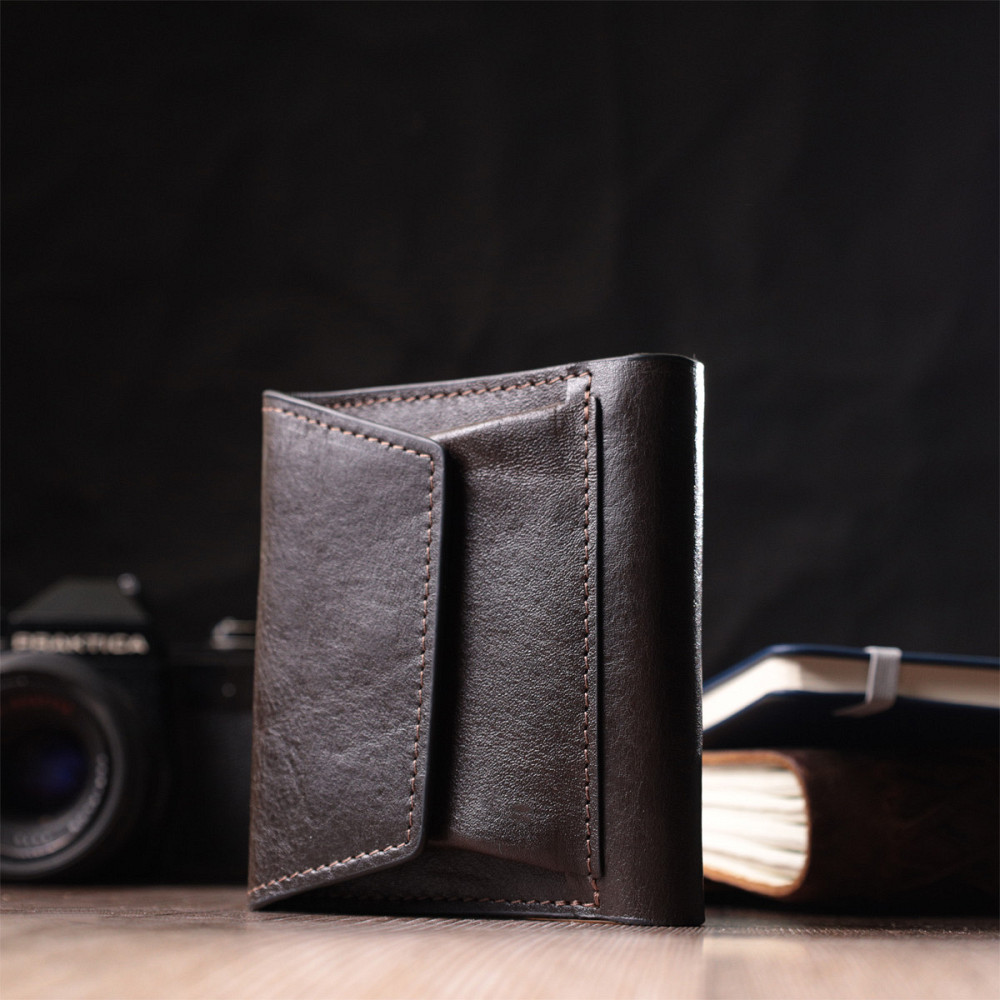 Люксовый кошелек с множеством отделений из качественной натуральной кожи GRANDE PELLE 22574 Коричневый Киев - изображение 2