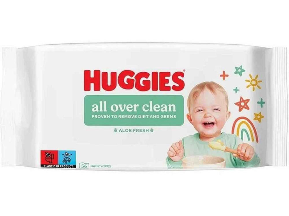 Вологі серветки Аll over clean Алое 56шт ТМ HUGGIES Київ - фото 1