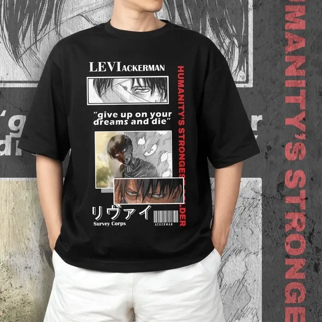 Футболка для підлітка хлопчика з принтом Атака Титанов Леви Акерман 5 Розмір 160 Anime10765 Дніпро - фото 4