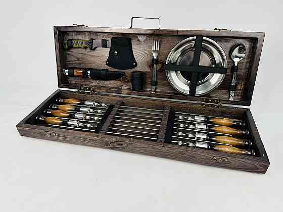 Подарунковий набір шампурів у дерев'яному кейсі М'ЯСНИК HAPPY DAYS Тернопіль