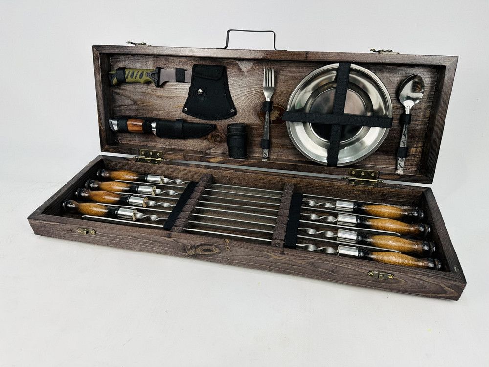 Подарунковий набір шампурів у дерев'яному кейсі М'ЯСНИК HAPPY DAYS Тернопіль - фото 3