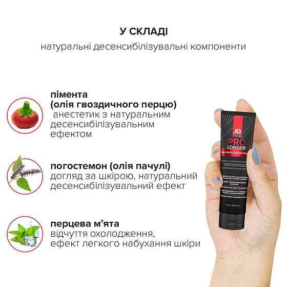 Пролонгер гель JO Prolonger Gel (60 мл) с маслом перечной мяты, гвоздичного перца и пачулей Sex Aura Киев