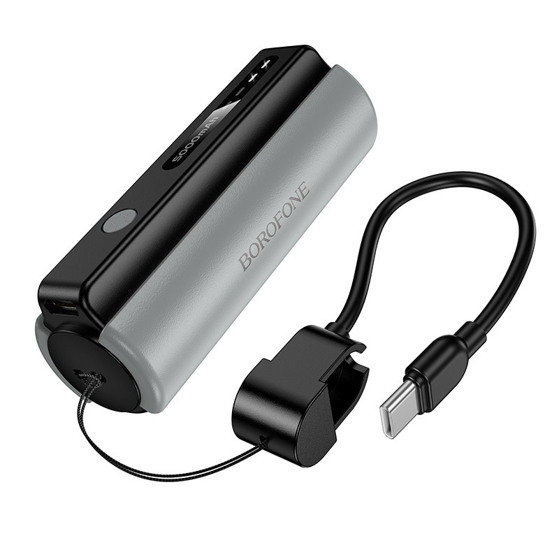 Павербанк 5000 mAh BOROFONE BJ87 кабель в комплекте фонарик черный power bank повербанк Одесса - изображение 3