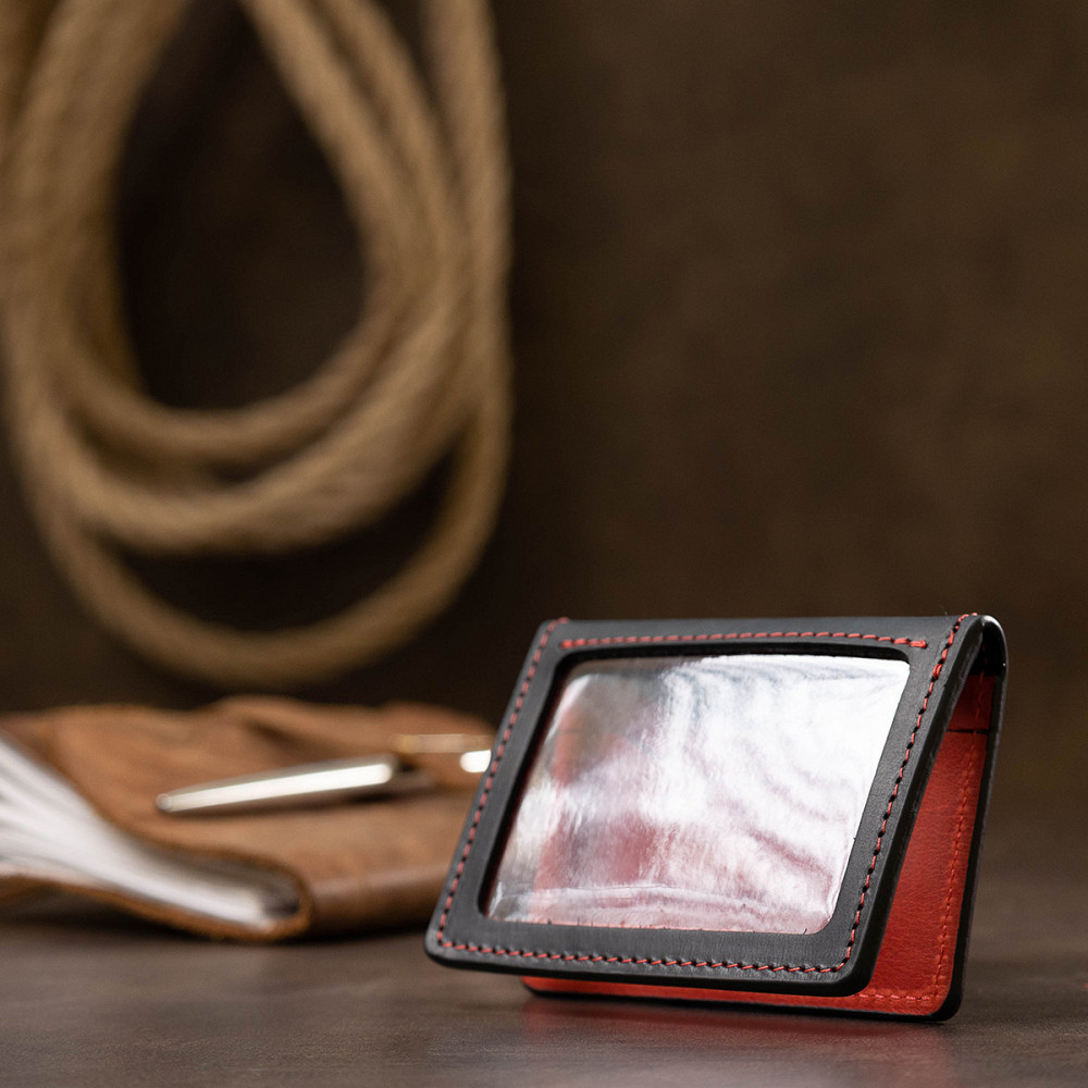 Кожаная винтажная обложка для прав Черный (GRANDE PELLE) Киев - изображение 2