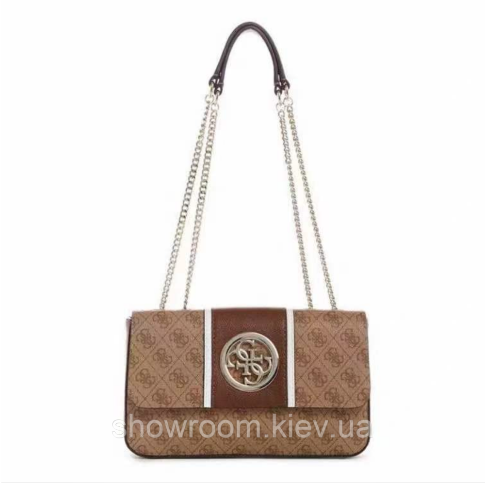 Стильна жіноча сумка на плече Guess (6930) brown Київ - фото 2