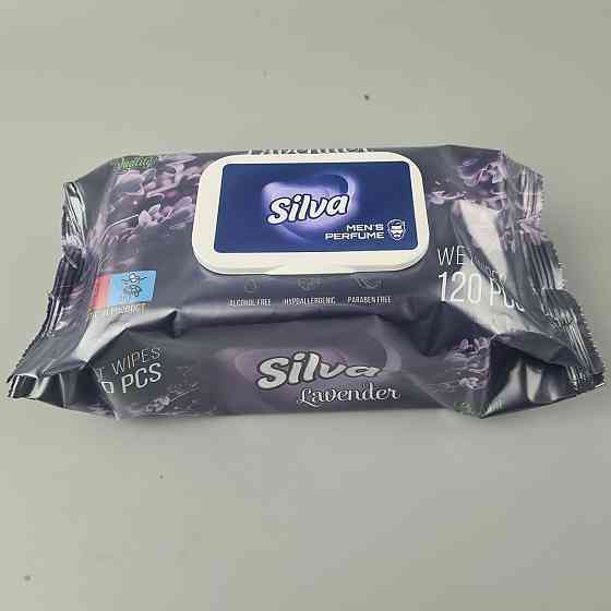 Волога серветка 120 шт з клапаном чорна "Silva" Лаванда (1 пачка) Харків