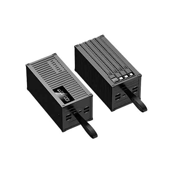 Портативний зовнішній акумулятор, потужний павербанк 20000мАг, Powerbank зі швидкою зарядкою та кабелями Black Кам'янець-Подільський