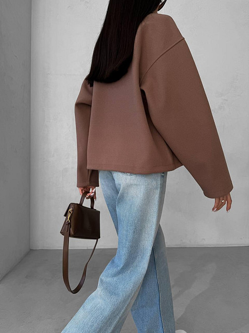 Женский теплый базовый оверсайз жакет на молнии из кашемира Мокко Одесса - изображение 4