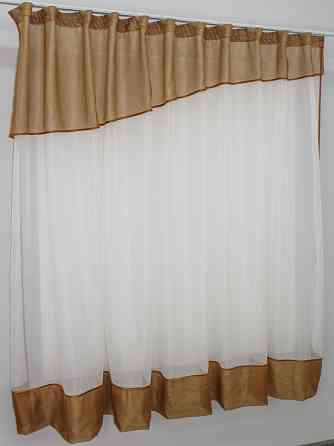 Кухонная занавеска VR-Textil № 047к коричневый с молочным 270х170 см (50-777) Киев