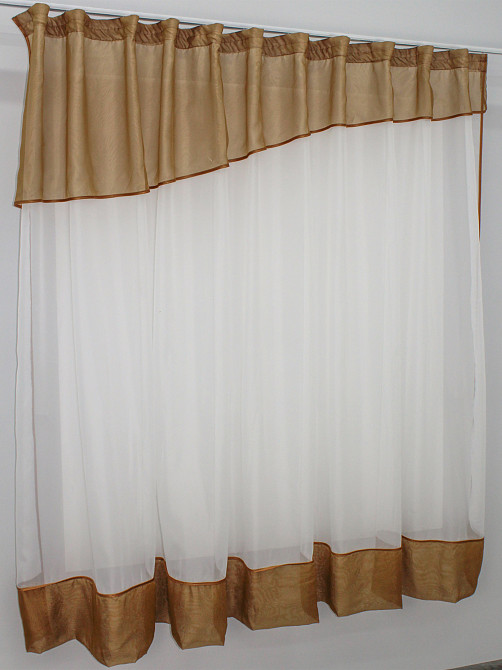 Кухонная занавеска VR-Textil № 047к коричневый с молочным 270х170 см (50-777) Киев - изображение 2