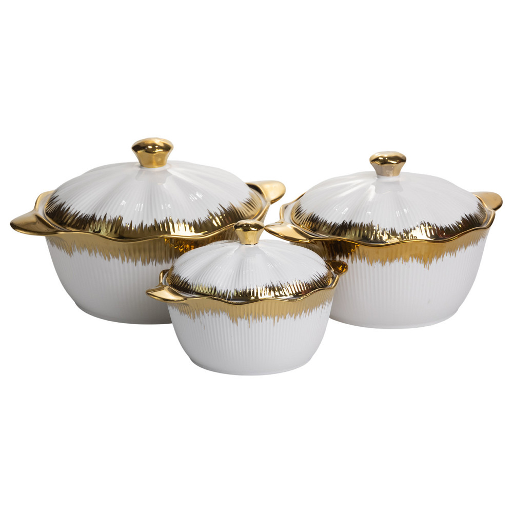 Набір супниць порцелянових 3 (шт) 0.8/1.8/2.5 (л) з позолотою XYL216-4A Коломия - фото 3