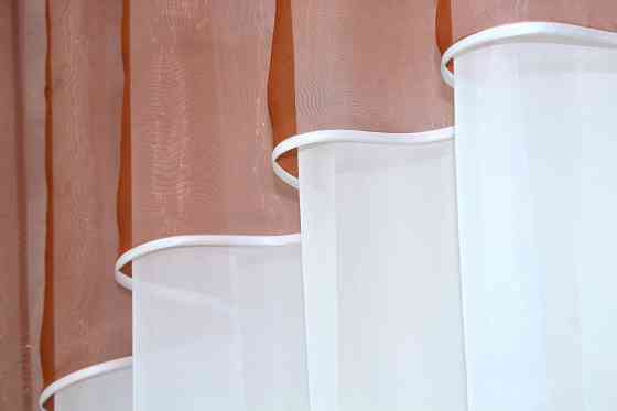 Гардина арка на кухню VR-Textil № 110к белый с терракотовым 270х170 см (52-0628) Киев