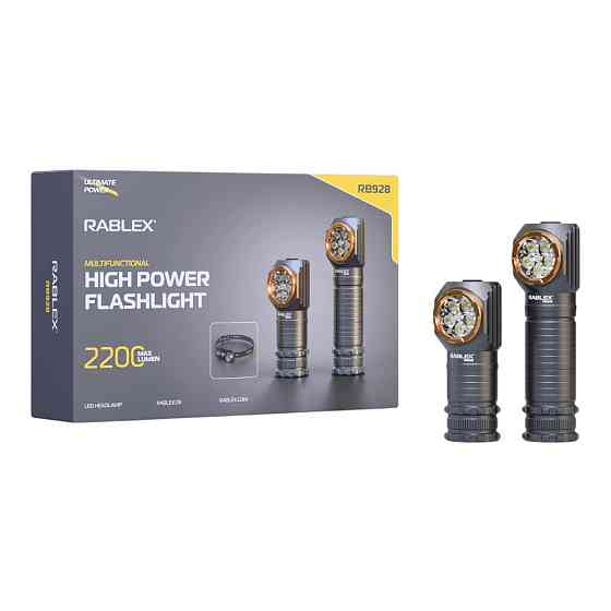 Ручний ліхтар Rablex RB928, Білий + Червоний, 5*P35 LED, ЗП Type-C, Дніпро