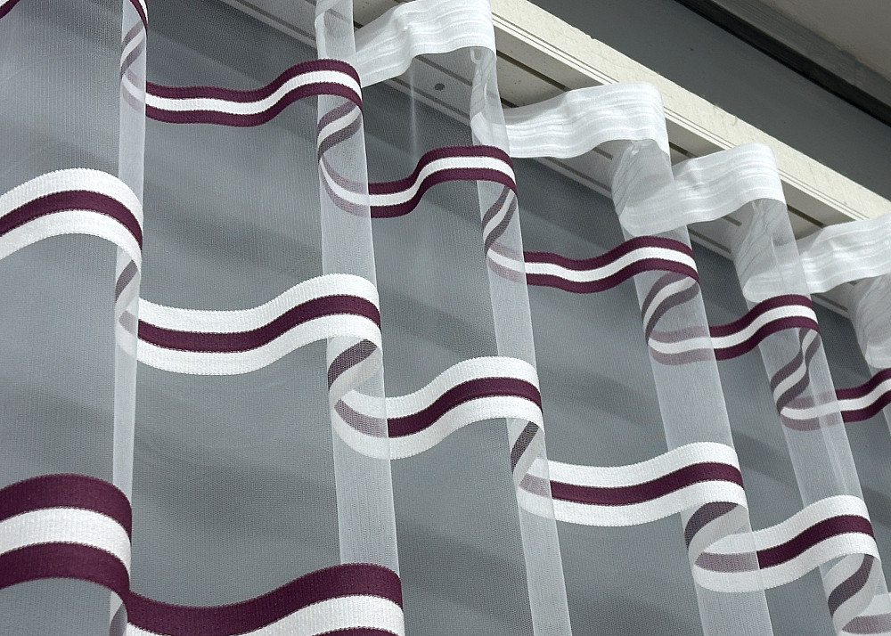 Тюль фатин полосы Цвет сливовый с белым 1775т Киев - изображение 7