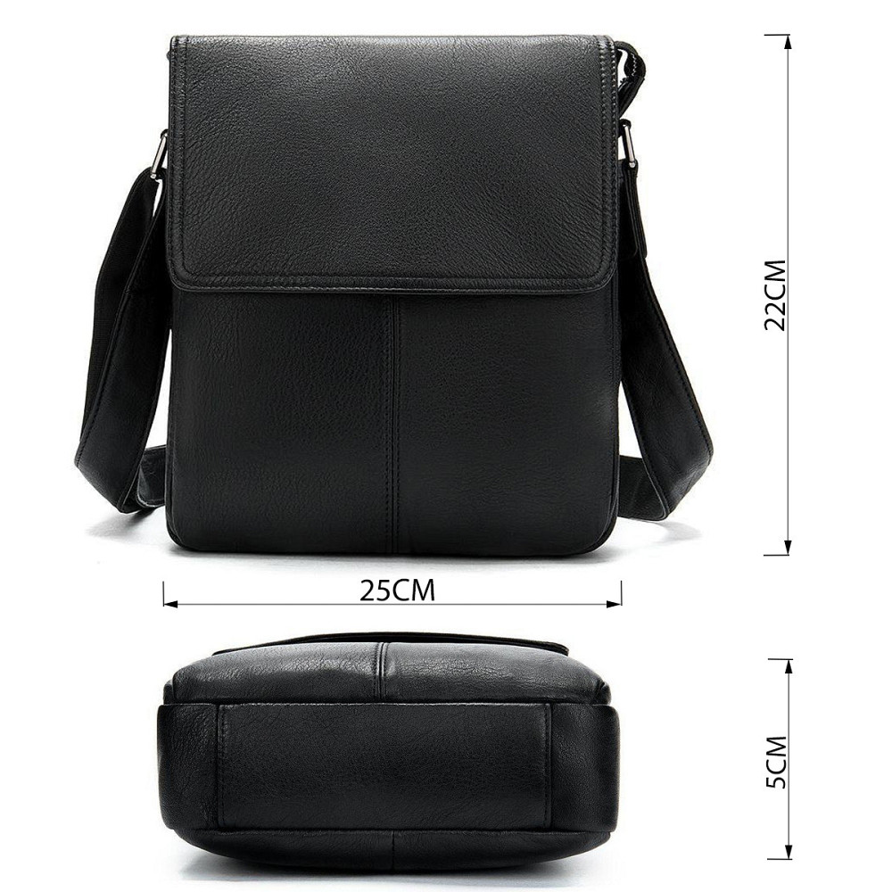 Сумка-месенджер шкіряна Чорна (Vintage) Київ - фото 7