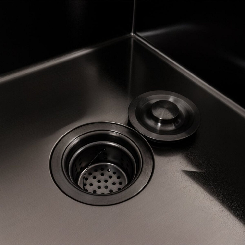 VALESO Кухонна мийка CM 65*50 L чорна PVD VALESO Handmade (круглий сифон 3,0/0,8) Киев - изображение 5