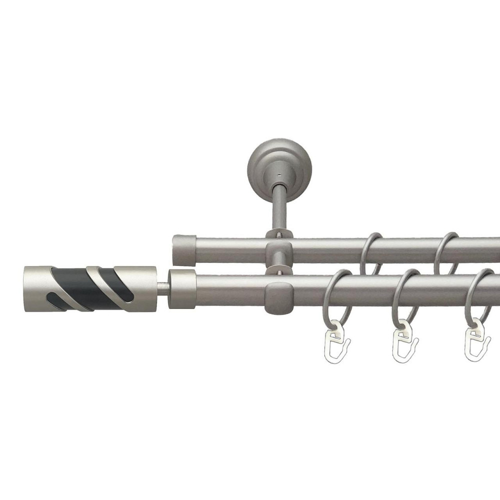 Карниз Orvit Сієна металевий дворядний відкритий гладка труба кільце металеве Сатин 19\16 мм 160 см (00-00027427) Львів - фото 1