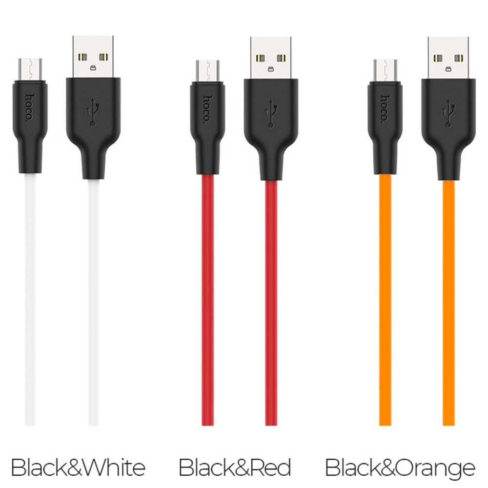 Кабель HOCO X21 Plus USB to Micro 2.4A, 1m, silicone, silicone connectors, Black+White Київ - фото 3