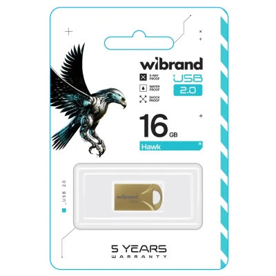 USB флеш накопитель Wibrand 16GB Hawk Gold USB 2.0 (WI2.0/HA16M1G) Винница - изображение 2