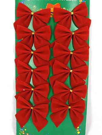 Бантики на елку 12 штук 6 на 4 см красный Киев