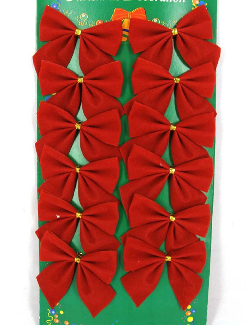 Бантики на елку 12 штук 6 на 4 см красный Киев - изображение 4