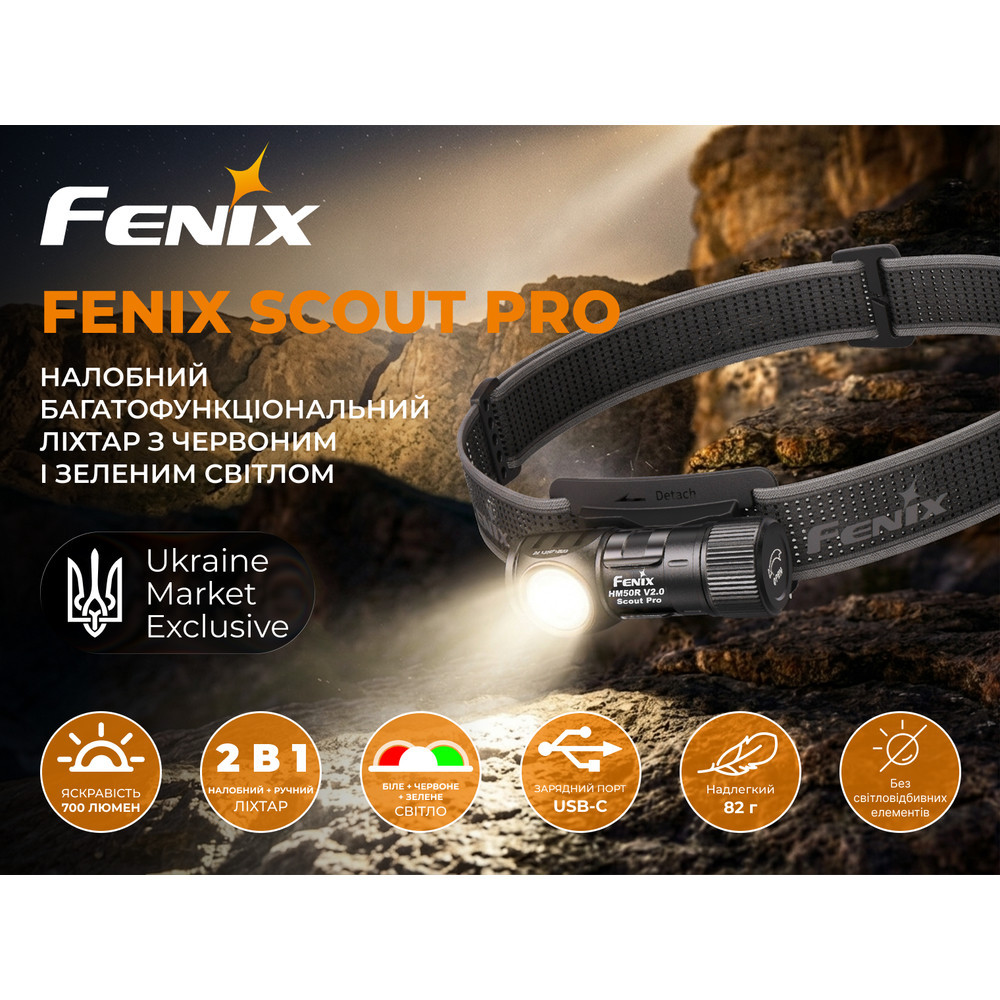 Тактичний налобний ліхтар Fenix Scout Pro (HM50R V2.0) з червоним та зеленим світлом | Лімітована серія Київ - фото 11