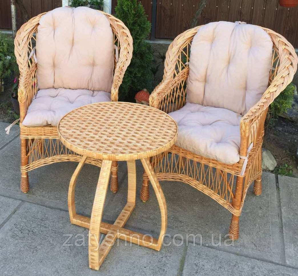 Меблі плетені з журнальним столом | меблі з лози з накидками меблі з лози плетені Київ - фото 2