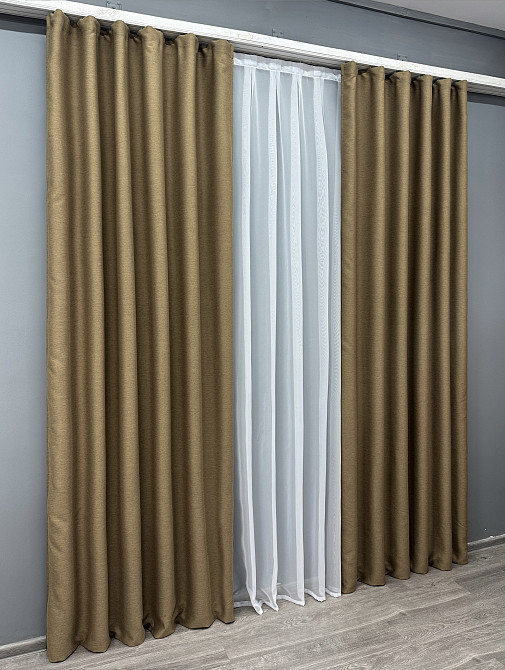 Комплект готовых штор VR-Textil Блэкаут двусторонний Eclipsе № 1795ш Миндальный 100х270 см 2 шт (31-837) Киев - изображение 4