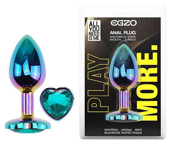 Анальна пробка з кристалом EGZO - Multicolor Heart Plug Marine size S Sex Aura Київ