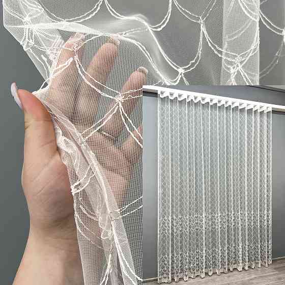 Тюль фатин с вышивкой и люрексом цвет молочный с пудровым 2013т Киев