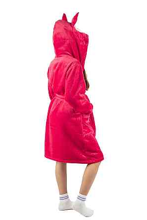 Халат дитячий теплий велсофт Лабубу, малиновий топ Юрма одяг Київ