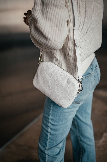 Женская сумочка, Стильная сумка из натуральной кожи, Маленькая белая сумка клатч на каждый деньMasterSem Киев - изображение 3