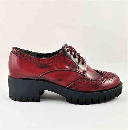 Жіночі Лакові Туфлі Бордо на Тракторній Підошві Сліпони Мокасини Червоні (розміри: 37) — 250 Дніпро