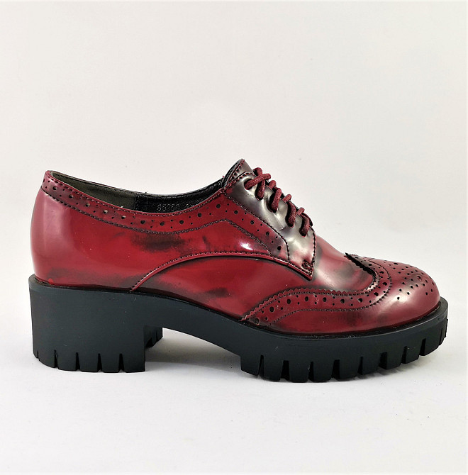 Жіночі Лакові Туфлі Бордо на Тракторній Підошві Сліпони Мокасини Червоні (розміри: 37) — 250 Дніпро - фото 3