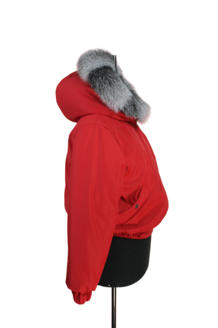 Бомбер женский с мехом блюфрост 52 Красный Харьков - изображение 5