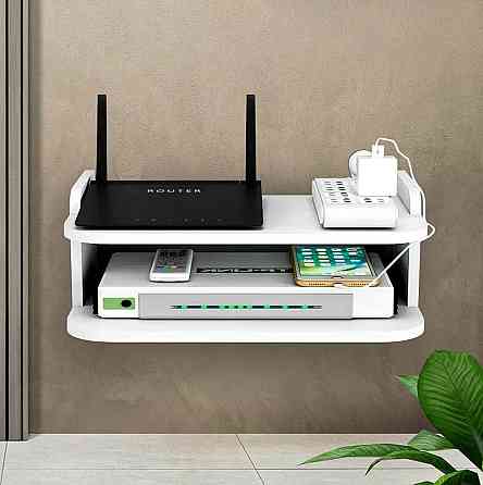 Настенная полка для роутера 2-уровневая 28х17х12см / Прямая полка для маршрутизатора / Подставка для роутера Киев