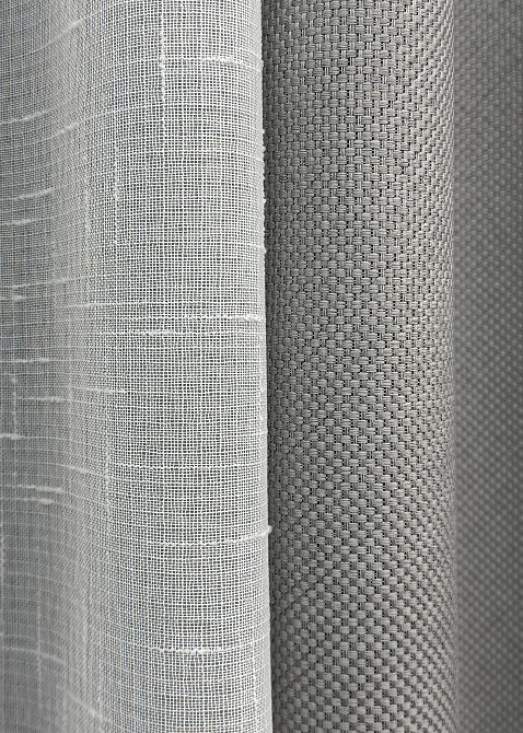 Комплект штор VR-Textil Льон Мішковина 150х270 2шт і Тюль 400х270 867ш-115т світло-сірий з білим 71-060/3 Київ - фото 5