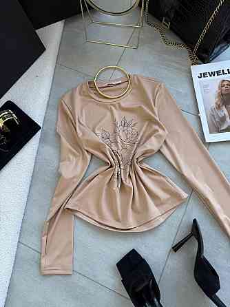 Жіночий повсякденний лонгслів із мікродайвінгу з малюнком Беж, 46/48 Одеса