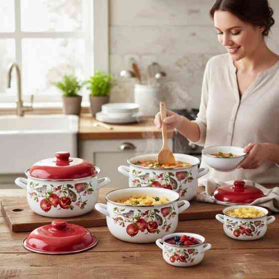 Набор эмалированных кастрюль Edenberg EB-1873 с рисунком, 10 предметов FJ-23 Львов