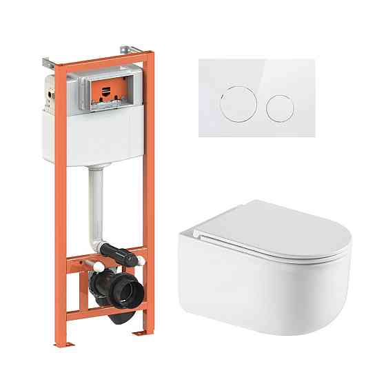 Готовое решение Qtap для ванной комнаты: подвесной унитаз Taurus Ultra Quiet 485×360×350 + комплект инсталляции Nest 4 в 1 Киев