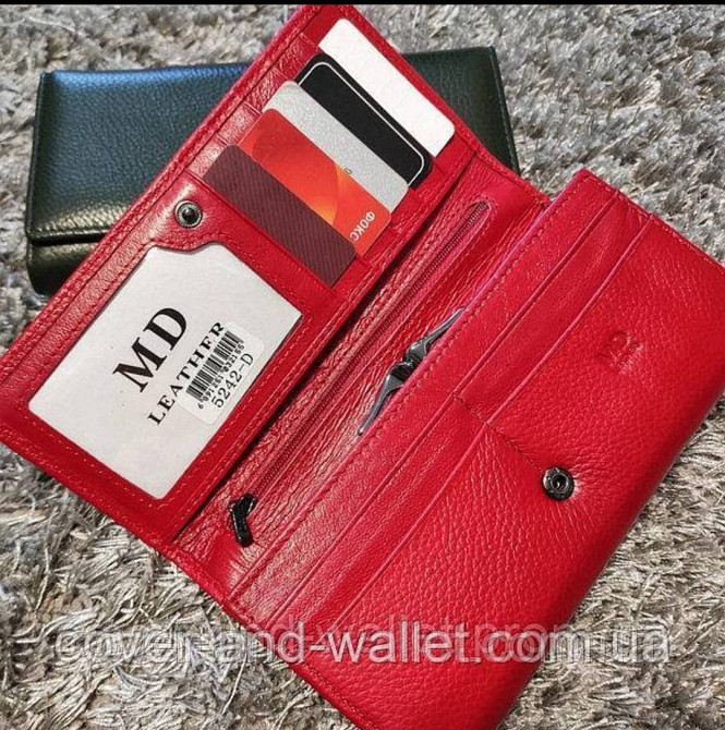 Класичний жіночий гаманець з натуральної шкіри червоного кольору MD Leather Київ - фото 5