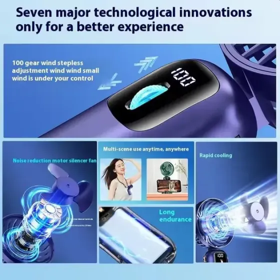 Портативный мини вентилятор Mini fan AND892 с подставкой для телефона и дисплеем Коломыя