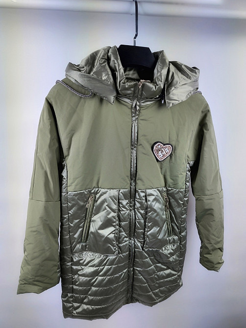 Демисезонная куртка хаки для девочек 146 Николаев - изображение 2