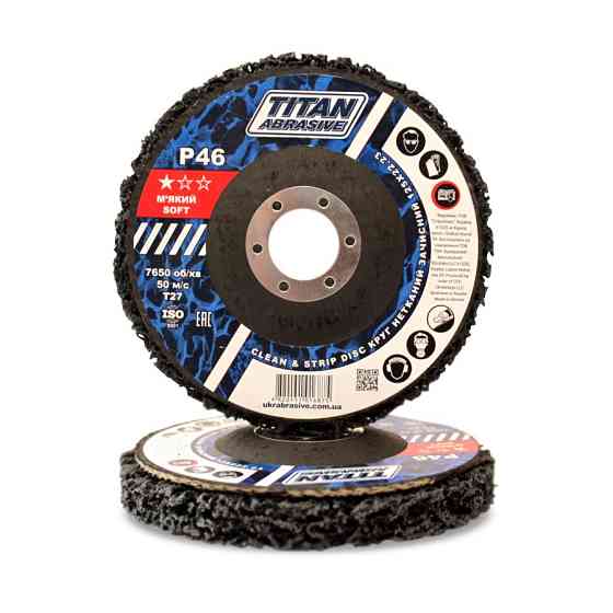 Круг чистый из нетканого абразива (коралл) Т27 125×22.23 мм черный мягкий ТИТАN Ровно