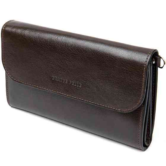 Чоловічий клатч з натуральної шкіри Коричневий (GRANDE PELLE) Київ