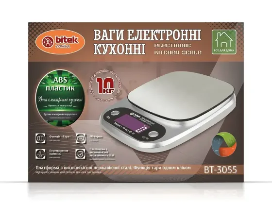 Весы кухонные электронные BITEK BT-3055 до 10 кг с LCD дисплеем, точные бытовые весы для кухни Одесса