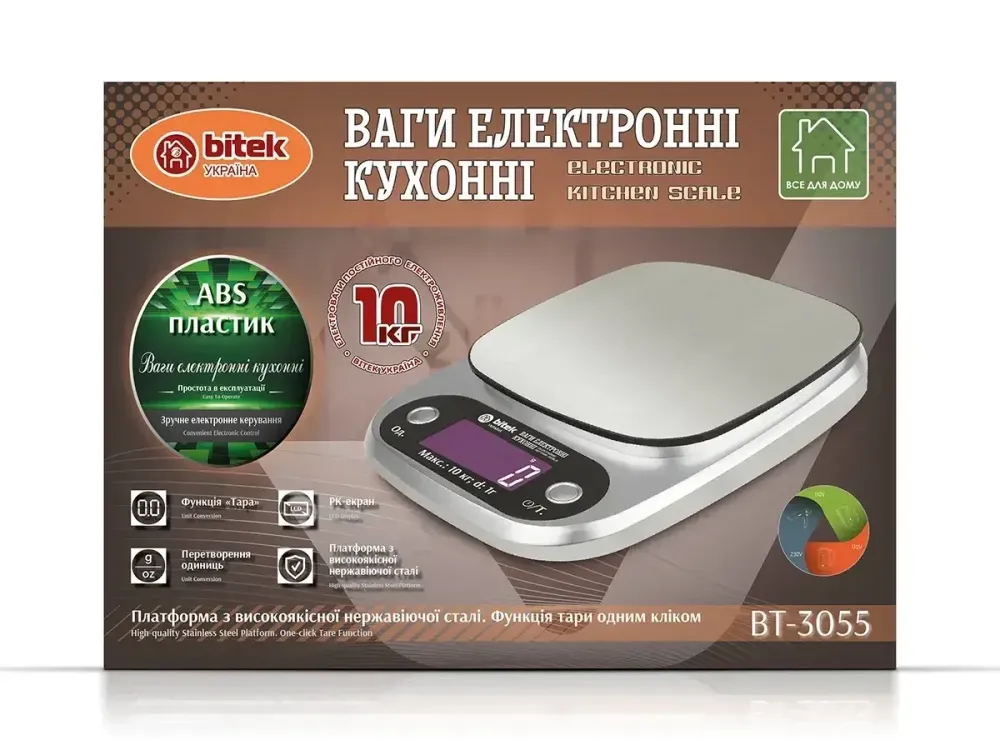 Весы кухонные электронные BITEK BT-3055 до 10 кг с LCD дисплеем, точные бытовые весы для кухни Одесса - изображение 1
