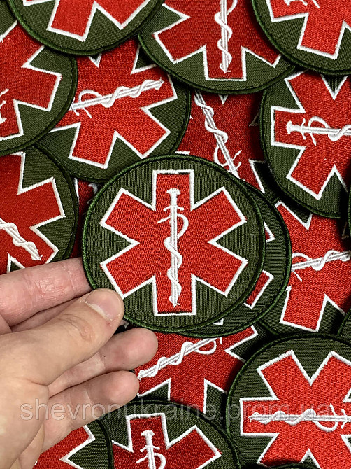 Шеврон Медицинский крест (Форма круг. На липучке) Размер 8см в диаметре Киев - изображение 5